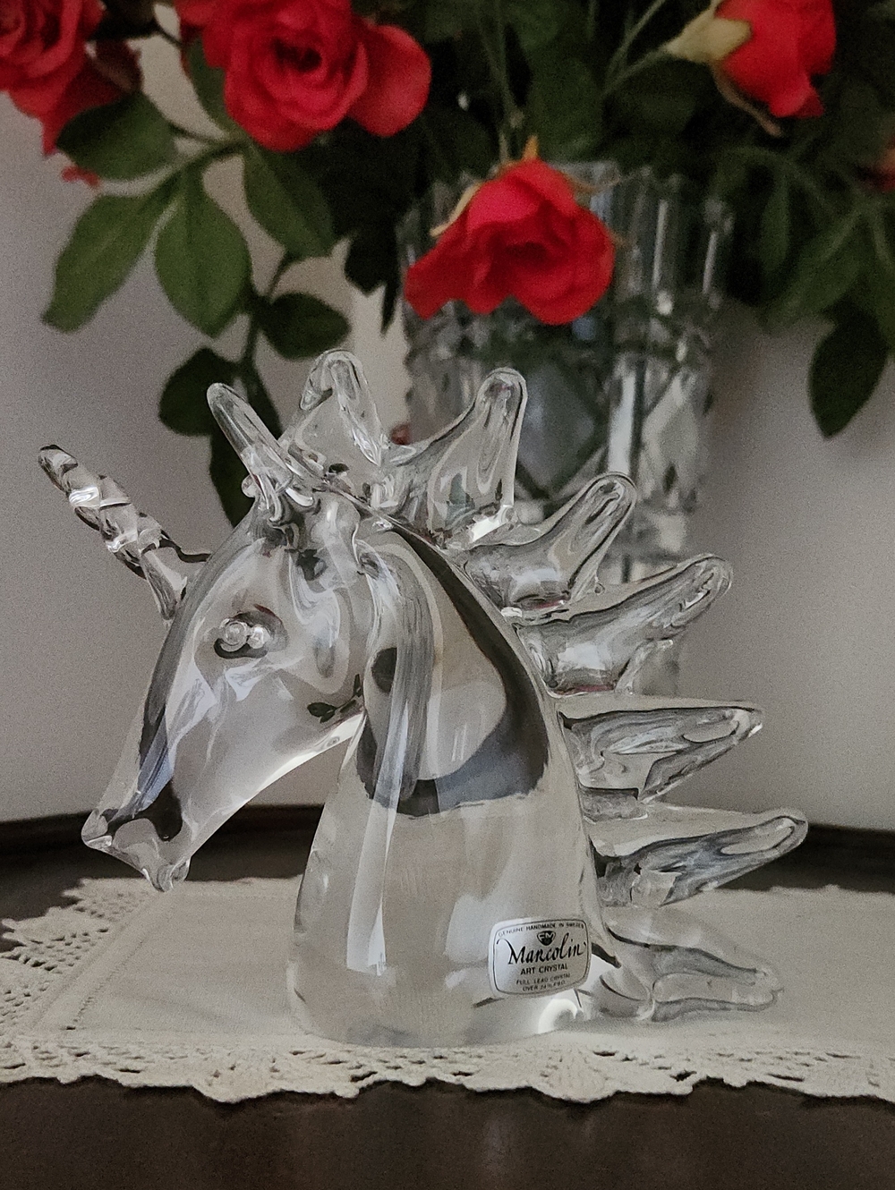 Marcolin Crystal Unicorn Head Paper Weight